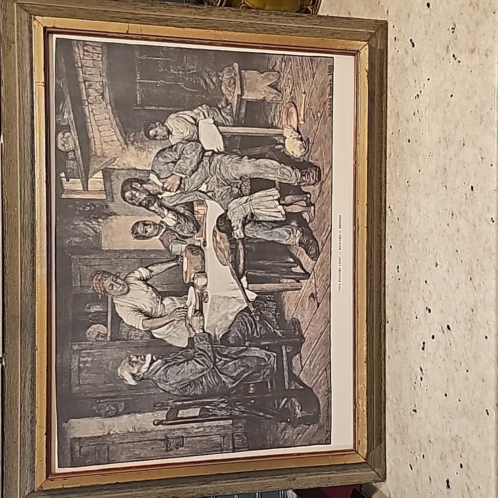Wooden framed The pastors Visit print